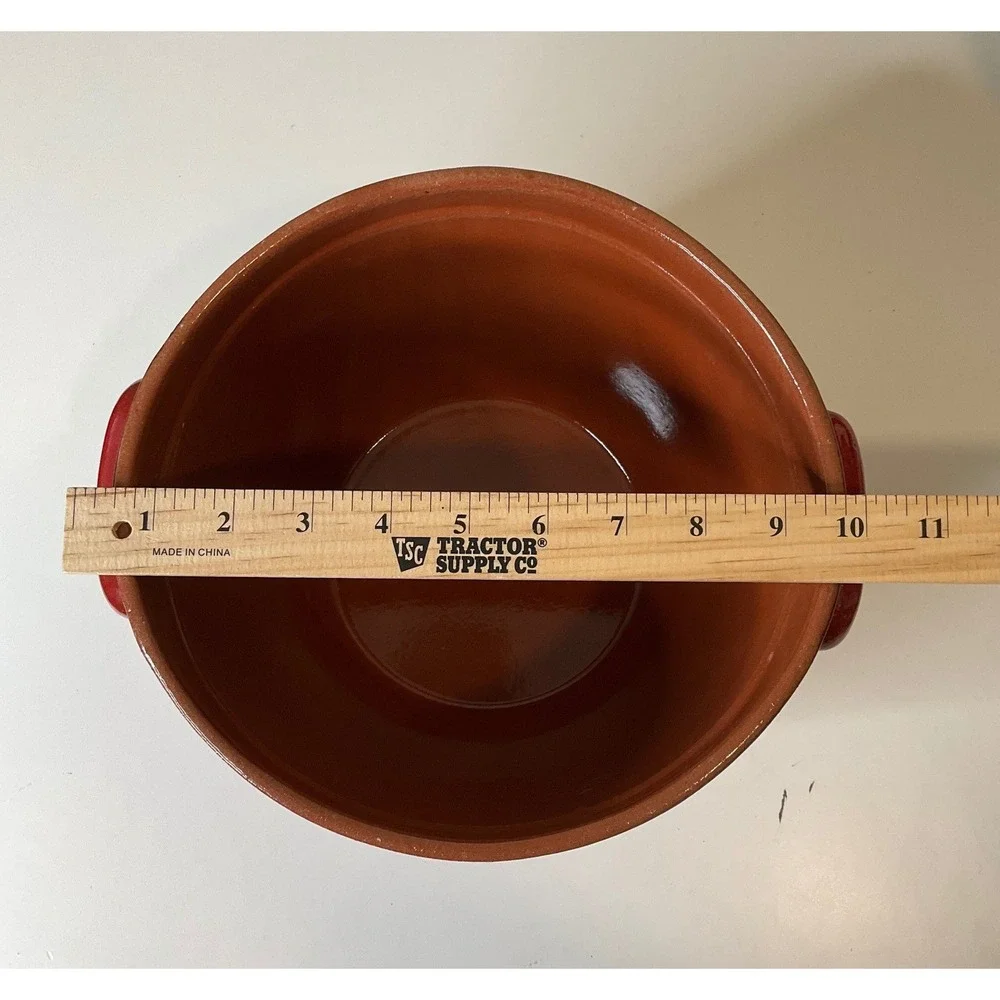 Tavola Bella Terracotta Pottery Stonewear Red Glazed Crock Pot Bowl Planter